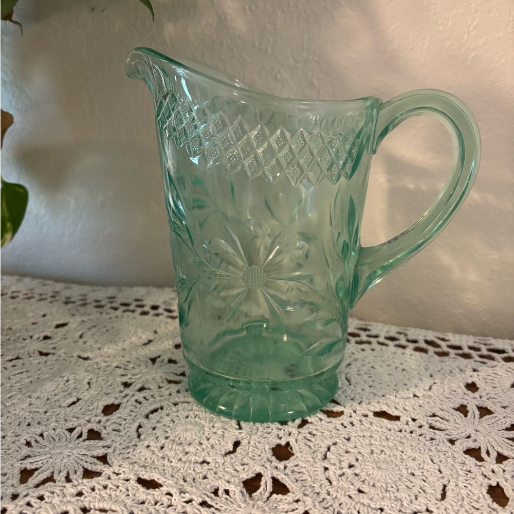 Elegant Green Depression Glass Pitcher